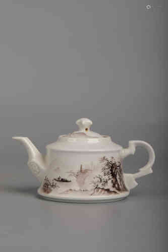 A Grisalled Landscape Teapot
