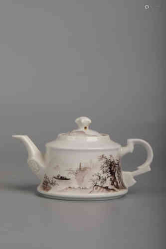 A Grisalled Landscape Teapot