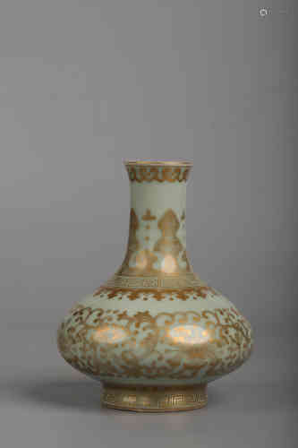 A Celadon Ground Gilt Vase