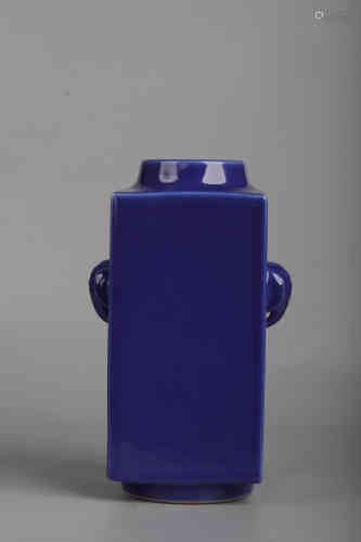 A Blue Glazed Squared Vase