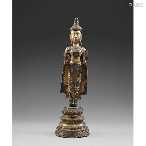 LARGE BUDDHA STATUETTE OF BUDDHA in lacquered and …