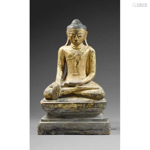 LARGE STATUETTE OF BUDDHA MARAVIJAYA made of lacqu…