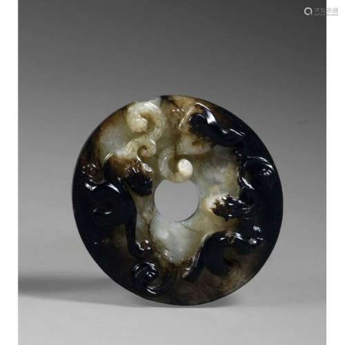 BIEN BIEN DISK in grey and anthracite nephrite jad…