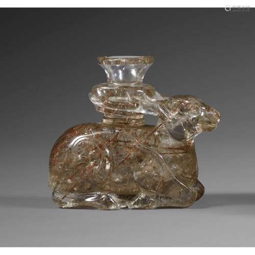 STATUETTE OF CERFen rutile quartz, represented lyi…