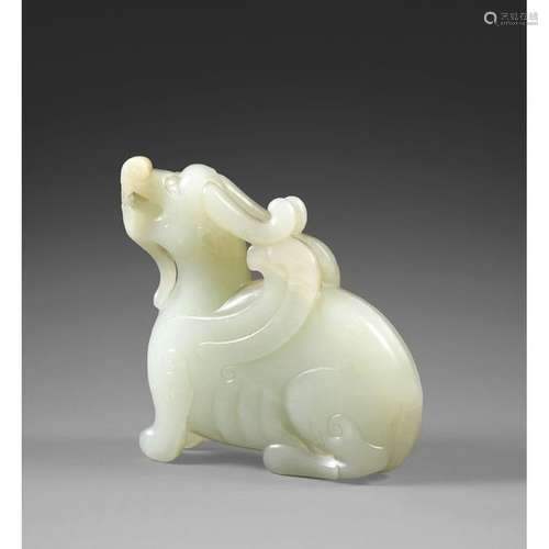 CHEMER'S STATUETTE in pale celadon nephrite jade, …