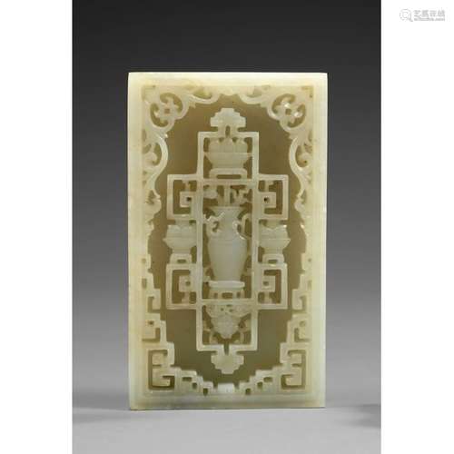 RECTANGULAR PLATE made of pale celadon nephrite ja…