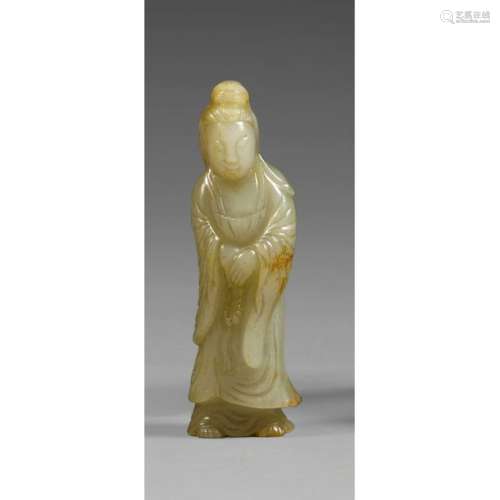 PENDANT IN THE FORM OF GUANYINin celadon nephrite …