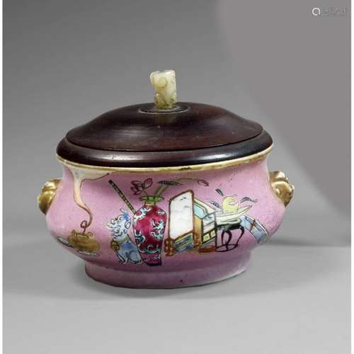 BOMBED porcelain BURNER , polychrome enamels from …