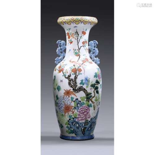Large GUANYIN VASE WITH YEARS in porcelain, polych…