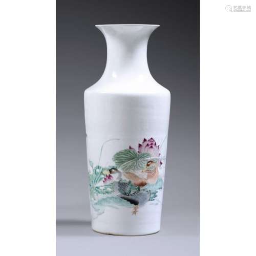 Large porcelain MAILLET VASE , polychrome enamels …