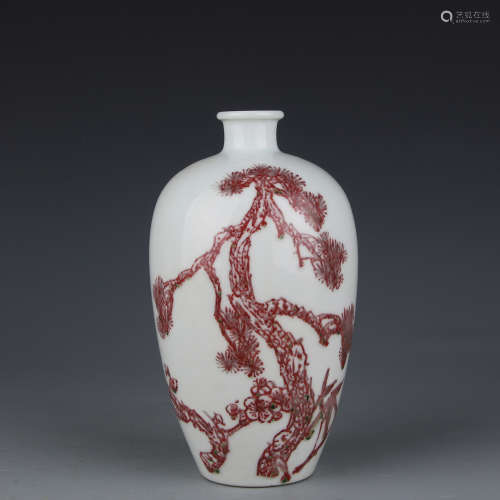 A Kangxi glazed pine bamboo plum vase