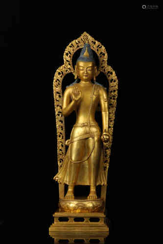 A Gilt Bronze Standing Maitreya