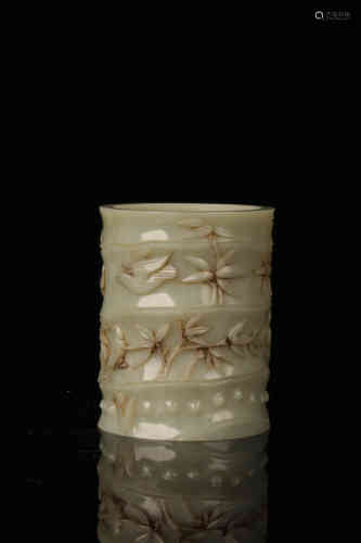 A White Jade Bamboo Brushpot