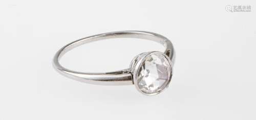 Bague solitaire sertie d'un diamant taille rose - Or gris 750, doigt 59-19, 3 g -