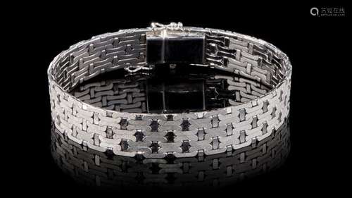 Bracelet à maille plate - Or gris 750, L 18,5 cm, 50 g -