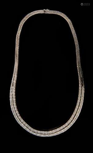 Collier à maille plate serti d'une ligne de diamants en chute - Or gris 750, L 42 [...]