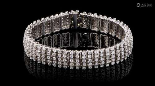 Bracelet souple pavé de diamants (env. 8 ct) - Or gris 750, L 18 cm, 47 g -