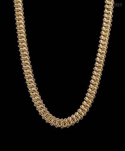 Collier à maille gourmette stylisée - Or 750, L 62 cm, 55 g -