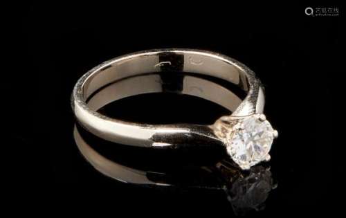 Bague solitaire sertie d'un diamant (env. 0,5 ct) - Or 750, doigt 52-12 -