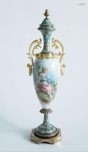 19C French Sevres Porcelain Enamel Vase