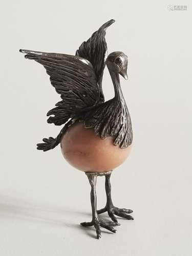 Antique Sterling and Agate Bird Figurine