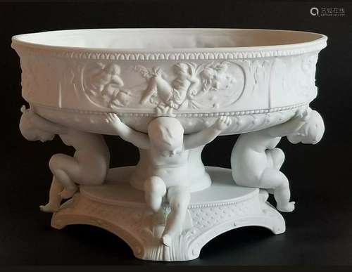 Lrg Antique Porcelain Sevres Bowl Centerpiece