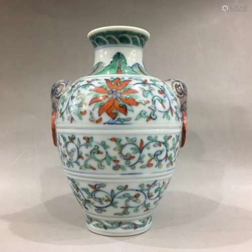 Chinese Doucai Porcelain Zun Vase,Mark