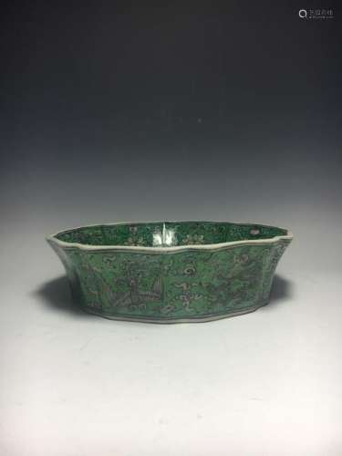 Chinese Green Glazed Porcelain Washer,