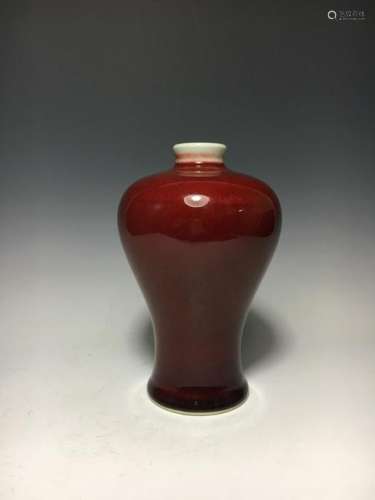 Chinese Red Glazed Porcelain Meiping Vase