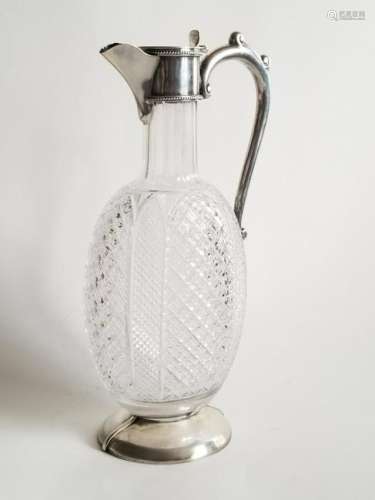 19C Russian Silver Crystal Decanter Ewer