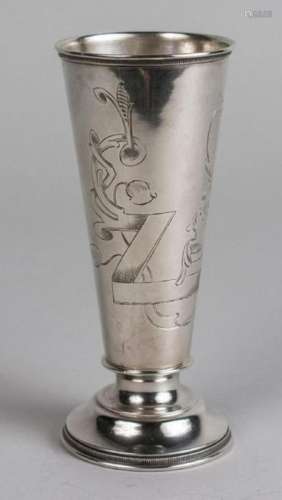 19C Antique Russian Silver Large Beaker Cup