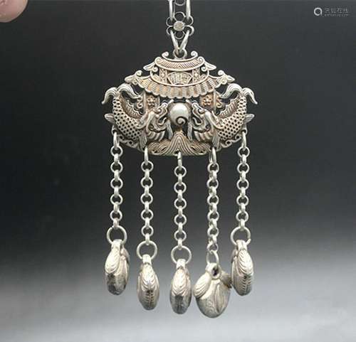 Chinese Silver Bronze Pendant