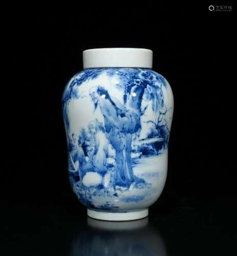 Chinese Blue and White Porcelain Lid Vase,Mark