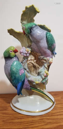 Karl Ens Signed Porcelain Parrots Figurine Volkstedt.