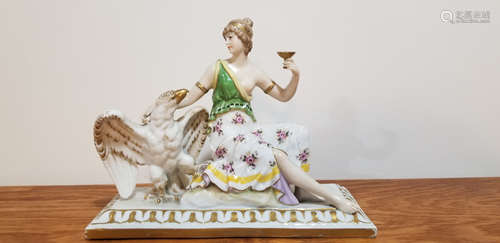 Karl ENS Figurine Lady with White Eagle Signed.