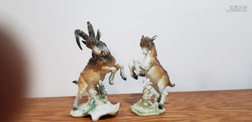 Karl ENS Volkstedt Ram Pair Figurines.