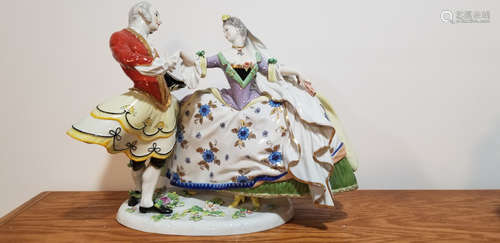 Capodimonte Italian Porcelain 19th C Double Figure of a