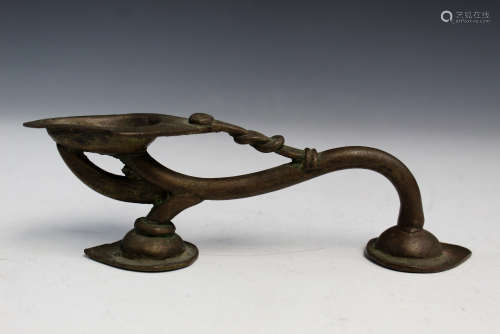 Indian antique bronze oil lamp.
