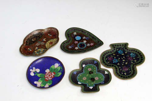 Group of Chinese cloisonne small dishes.
