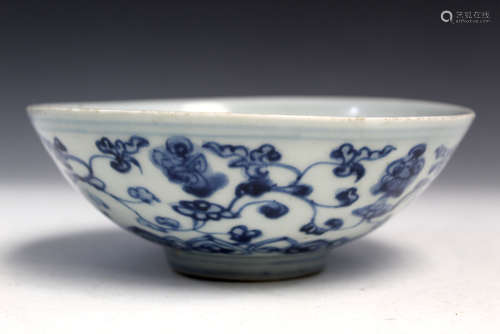 Chinese blue and white porcelain bowl, Ming Dynasty.