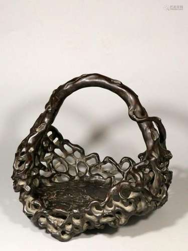 Natural Burl Carved Basket