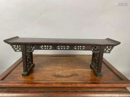 19th C. Chinese Wood Carved Long Stand