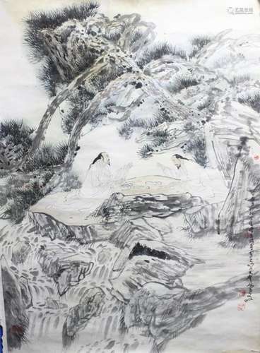 Chinese Ink Color Landscape Painting,Signed