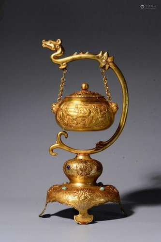 Chinese Gilt Bronze Censer