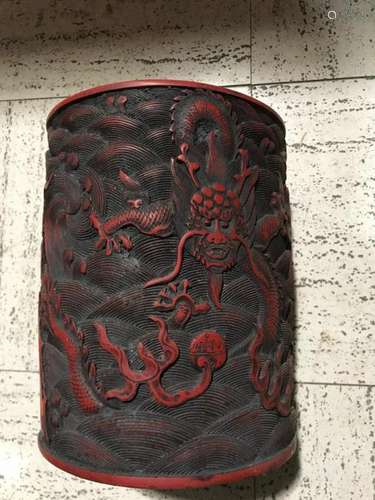 Chinese Red Brushpot