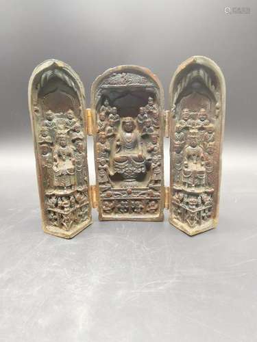 Chinese Wood Case Carved Buddha