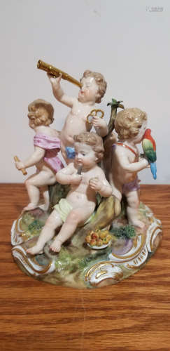 Meissen Porcelain Figural Group C. 1880 Cherubs