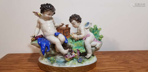 German Volkstedt Dresden Porcelain Figurine Cherubs