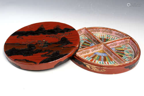 Japanese hand painted sectional porcelain dishes in a