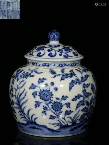 Chinese Blue and White Porcelain Lid Jar